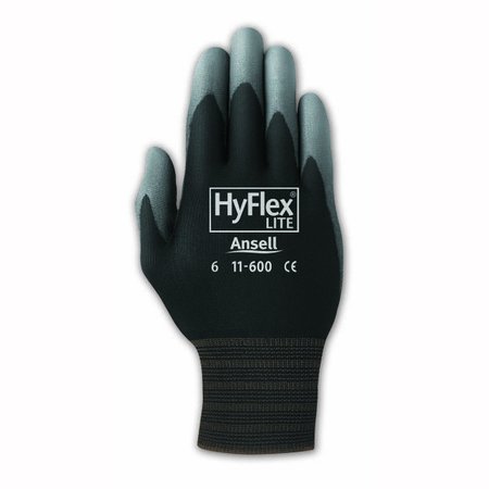 Ansell Hyflex 15G White Lite Nylon Liner, Polyurethane Palm Coat, Sz 10 11-600-9B
